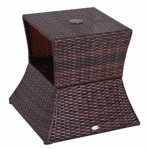 Outdoor Patio Rattan Wicker Coffee Table Bistro Side Table with