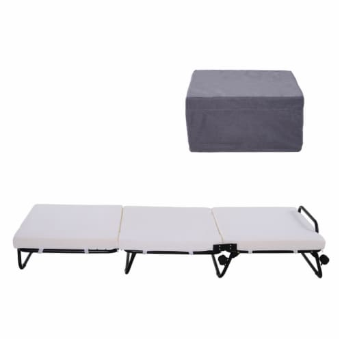 Folding Convertible Ottoman Sofa Bed with Metal Frame Wheels Cover Grey 1 Unit Fred Meyer
