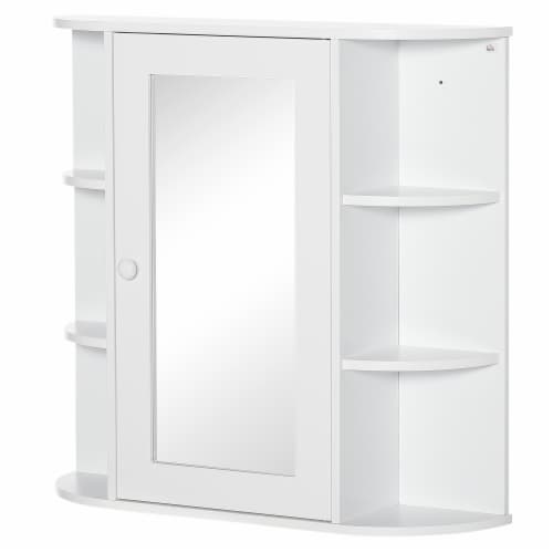 HOMCOM Wood Rolling Bathroom Side Storage Cabinet, White