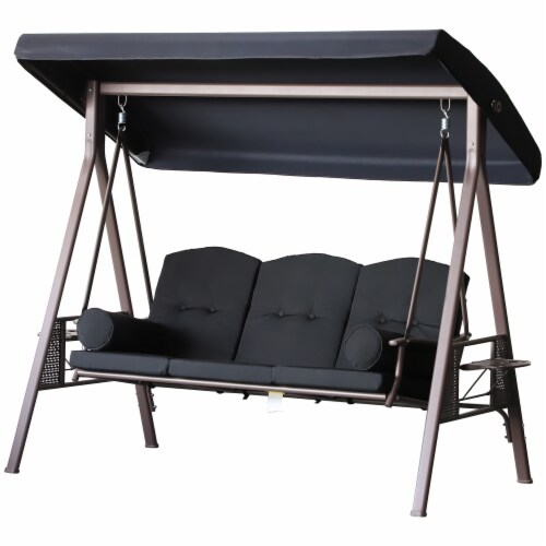 3Person Outdoor Canopy Patio Cushioned Bench Patio Glider Swing Seat