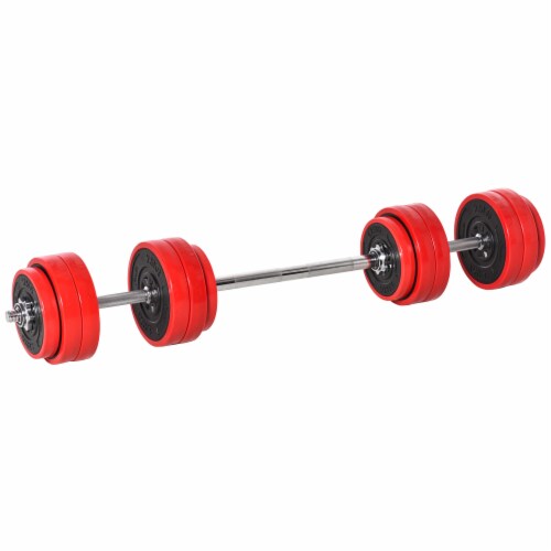 Weight Set with Plates Short Poles Lock Connecting Pole Red and Black 1 Unit Kroger