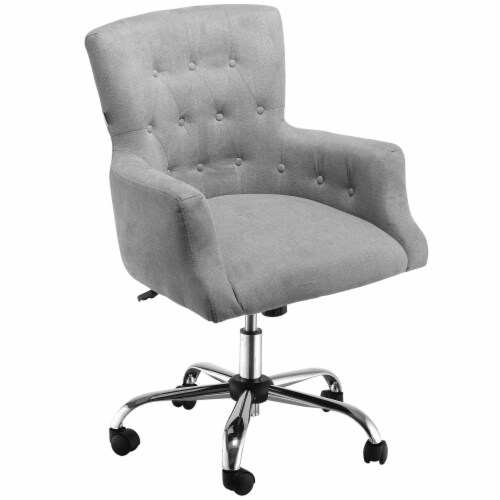 Grey button sales back chair