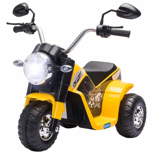 Kids 6V Electric Motorcycle Ride-On Toy Battery 18 - 36 Months Yellow Perspective: back