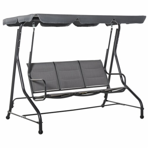 3-seat Outdoor Backyard Swing Chair Patio Bench Adjustable Canopy Padded Perspective: back