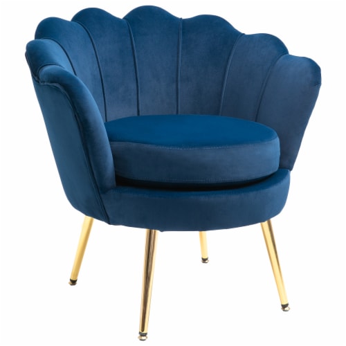 Luxury Dining Room Armchair w/Thick Padded Cushion, High Armrests, and Gold Legs Perspective: back