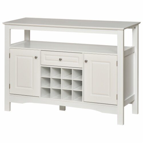 Minimalist Food and Drink Buffet Sideboard with Storage and Natural Wood Top Perspective: back