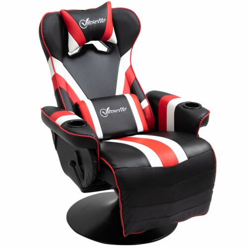 Rocker Recliner with Padded Cushion and Swivel Metal Base Black