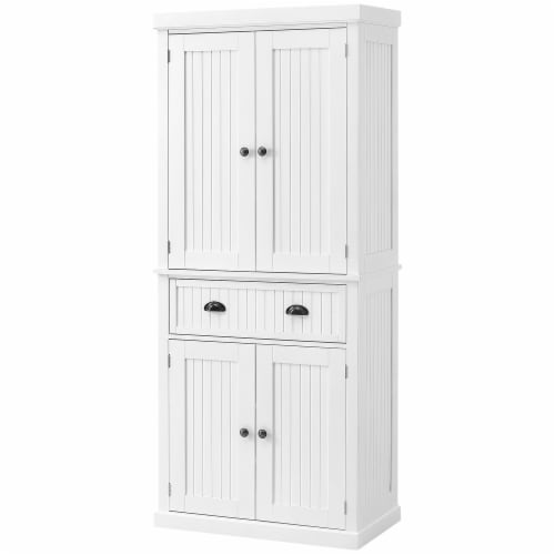 HOMCOM Tall Narrow Bathroom Storage Cabinet with Doors and Shelf