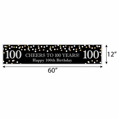 Big Dot of Happiness Adult 100th Birthday - Gold - Happy Birthday Decorations Party Banner Perspective: back