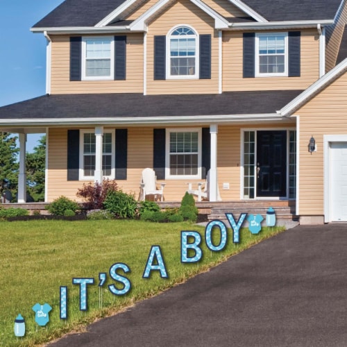 Big Dot of Happiness It's A Boy - Lawn Decor Baby Shower and Baby Announcement Yard Signs Perspective: back