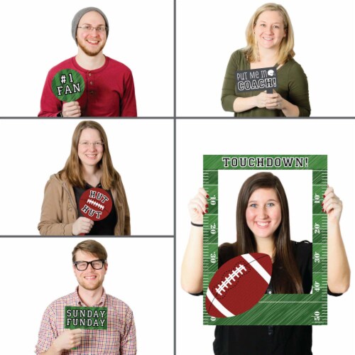 Big Dot of Happiness End Zone - Football - Birthday Party Photo Booth Picture Frame & Props Perspective: back