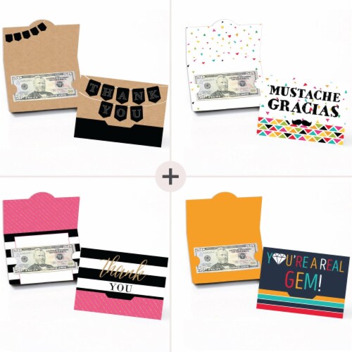 Big Dot of Happiness Assorted Thank You Cards Blank Thank You Money & Gift Card Holders 8 Ct Perspective: back