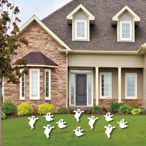 Big Dot of Happiness Spooky Ghost - Lawn Decor Signs Outdoor Halloween Party Yard Decor 10 Pc Perspective: back