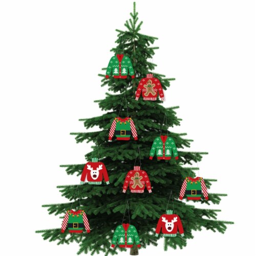 Big Dot of Happiness Hanging Ugly Sweater Outdoor Hanging Holiday Christmas Party Decor 10 Pc Perspective: back