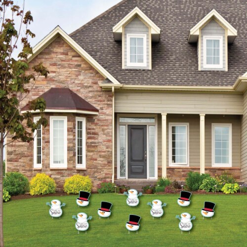 Big Dot of Happiness Let It Snow - Snowman Lawn Outdoor Christmas & Holiday Yard Decor 10 Pc Perspective: back