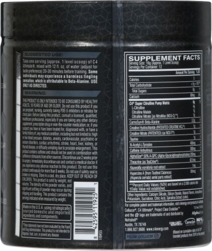C4 Ultimate® Icy Blue Razz Pre-Workout Dietary Supplement Perspective: back