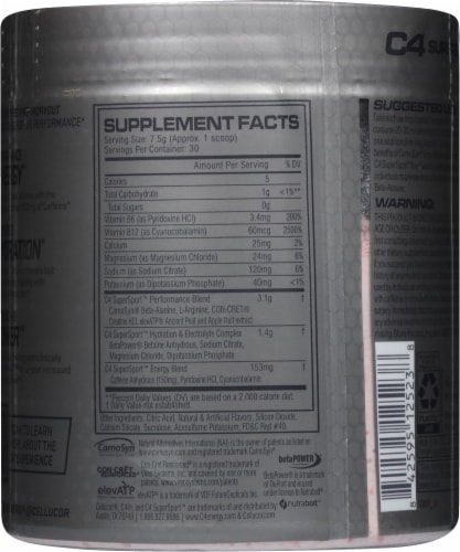 C4 Super Sport™ Fruit Punch Pre Workout Supplement Perspective: back
