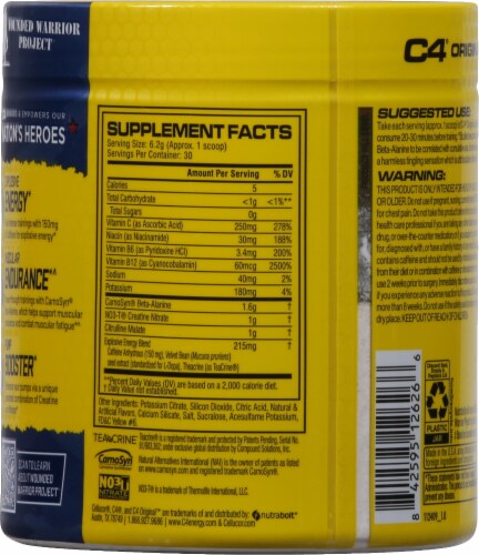 C4 Original Mango Foxtrot Pre Workout Supplement Perspective: back