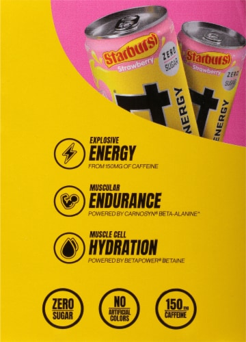 C4 Energy Carbonated Strawberry Starburst Energy Drink Perspective: back