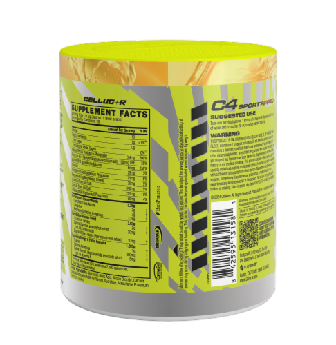C4® Sport Ripped Popsicle Hawaiian Pineapple Flavor Pre-Workout Supplement Perspective: back