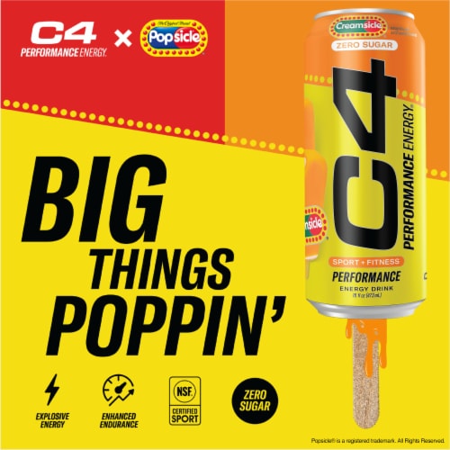 C4 Performance Creamsicle Energy Drink Can Perspective: back