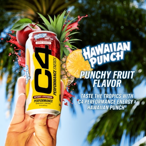 C4 Performance Hawaiian Punch Energy Drink Can Perspective: back