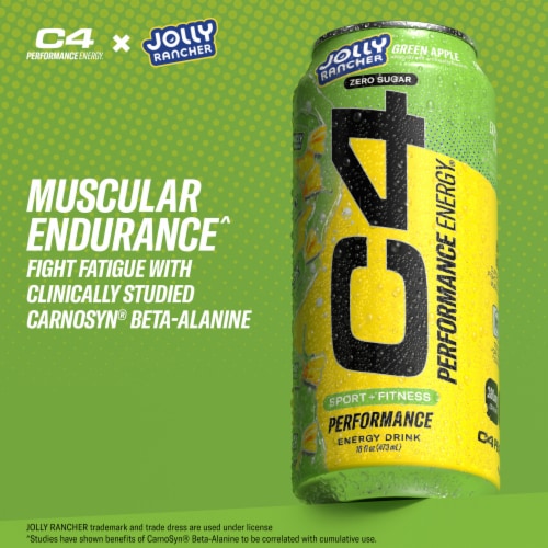 C4 Performance Jolly Green Apple Energy Drink Can Perspective: back