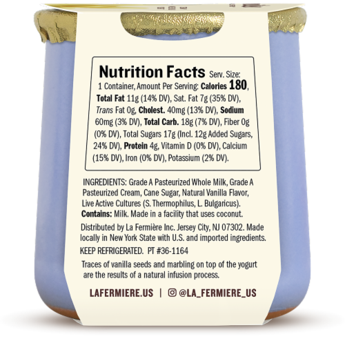 La Fermiere Naturally French™ Vanilla Bean Whole Milk Yogurt Cup Perspective: back