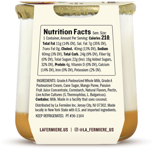 La Fermiere Naturally French™ Mango Passion Fruit Whole Milk Yogurt Cup Perspective: back