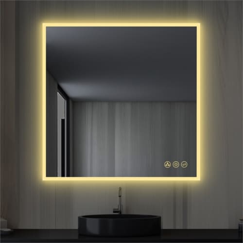Blossom Beta 36   x 36  LED Mirror with Frosted Sides Silver Glass Perspective: back