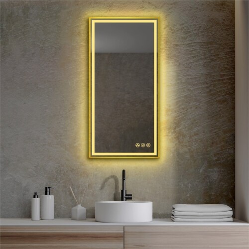 Blossom Stellar 18  Brush Gold Frame LED Glass Mirror with Antifog Perspective: back