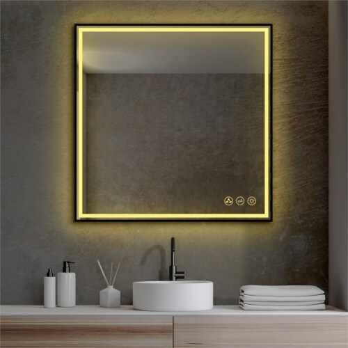 Blossom Stellar 36  Brush Gold Frame LED Glass Mirror with Antifog Perspective: back