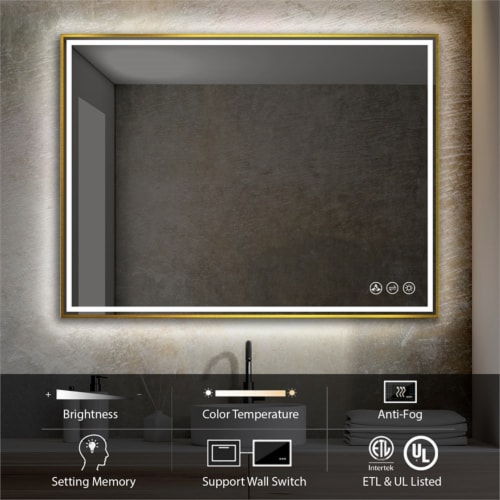 Blossom Stellar 48  Brush Gold LED Glass Mirror with Antifog Perspective: back