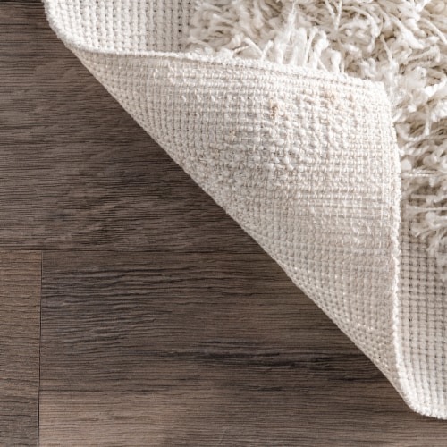 Nuloom Francene Diamond Trellis Shag Area Rug in Ivory Perspective: back