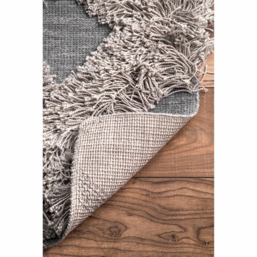 Nuloom Francene Diamond Trellis Shag Area Rug in Silver Perspective: back