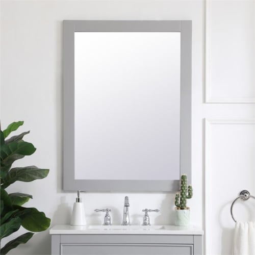 Elegant Decor Aqua 36  x 27  Wood Frame Bathroom Mirror in Gray Perspective: back