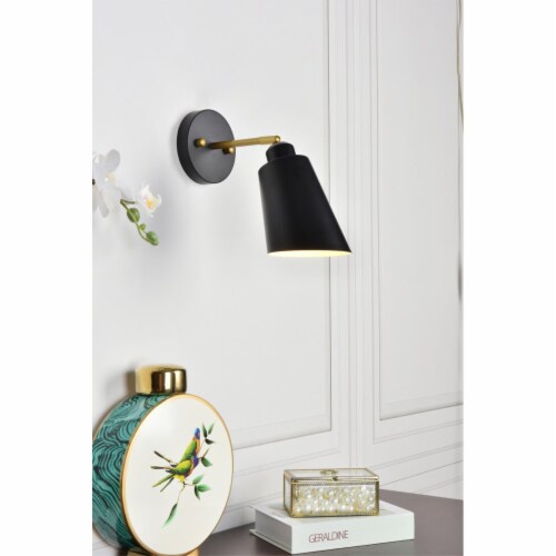 Halycon 5 inch black and brass wall sconce Perspective: back