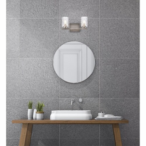 Cassie 2 lights bath sconce in satin nickel with clear shade Perspective: back