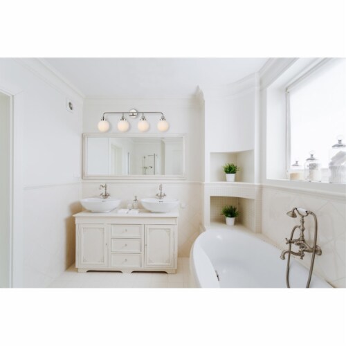 Hanson 4 lights bath sconce in polished nickel with frosted shade Perspective: back