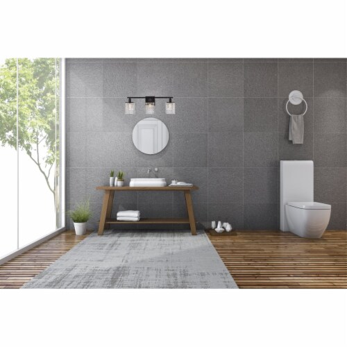 Phineas 3 lights bath sconce in black with clear crystals Perspective: back