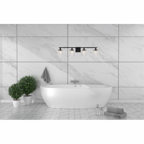 Phineas 4 lights bath sconce in black with clear crystals Perspective: back