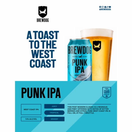 BrewDog Punk IPA West Coast IPA Craft Beer Perspective: back