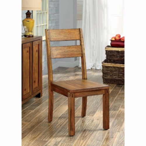 Frontier Rustic Side Chair, Natural Teak Finish, Set of 2 Perspective: back