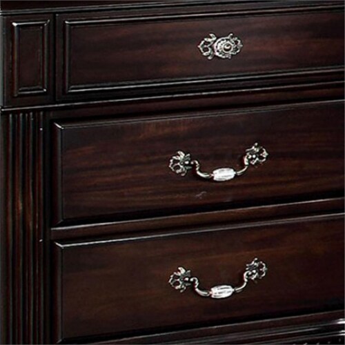 Benjara Syracuse 29 Traditional Wood Beautiful Nightstand in Dark Walnut Perspective: back