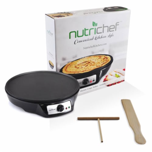 NutriChef Electric Nonstick Griddle Crepe Injera Maker Hot Plate Cooktop, Black Perspective: back