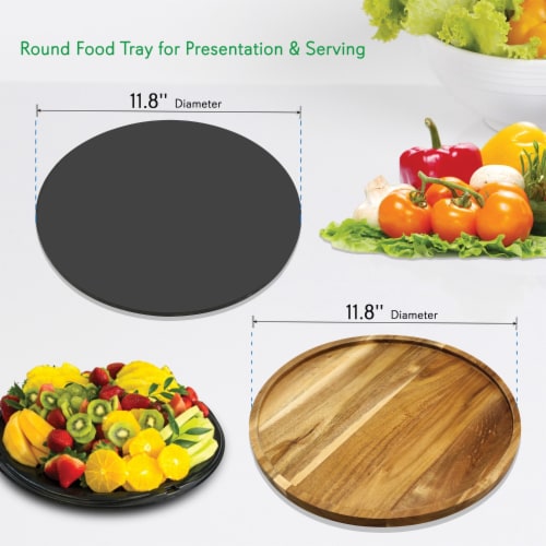 NutriChef PKCZBD40 Round Slate Cheese Platter Set Perspective: back