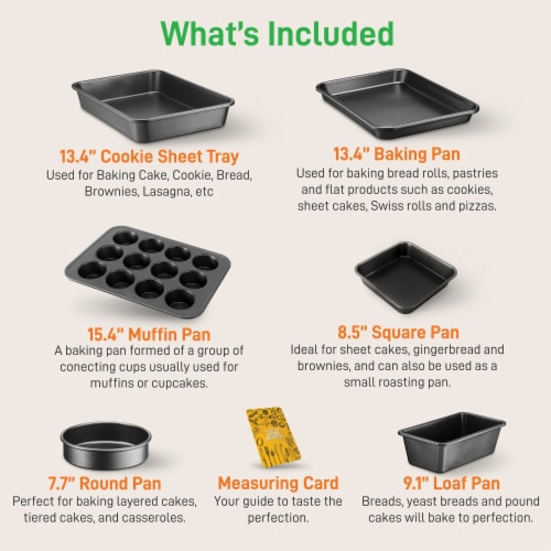 NutriChef NCBK6BK Non-Stick Black Baking Pans, 1 - Baker's