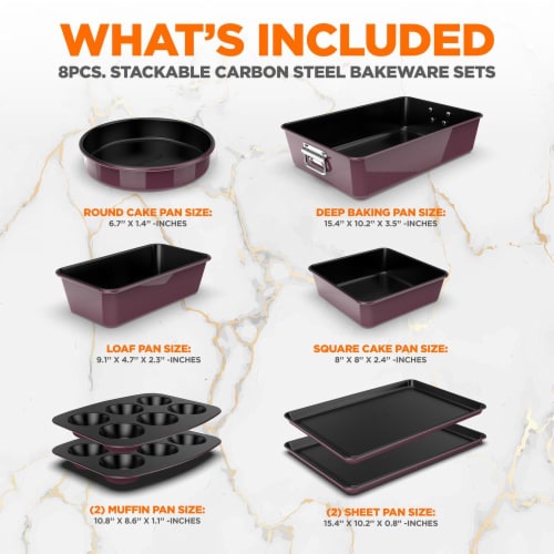 Nutrichef Kitchen Oven Baking Pans 8 Pc Purple 8 pc Mariano s