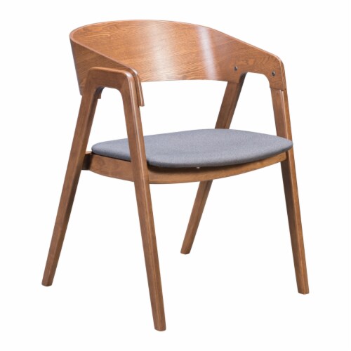 Alden Dining Arm Chair (Set of 2) Walnut & Dark Gray Perspective: back
