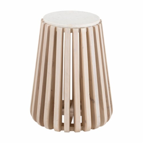 Cyprus Side Table White & Natural, 14.6" W x 14.6" D x 22.8" Food 4 Less
